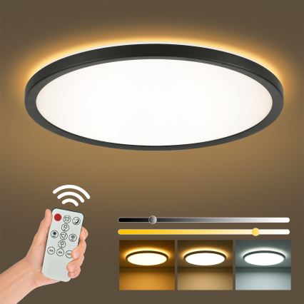Brilagi - LED Hämardatav laevalgusti ULTRA SLIM LED/24W/230V 2700-6500K d. 42 cm must + kaugjuhtimispult