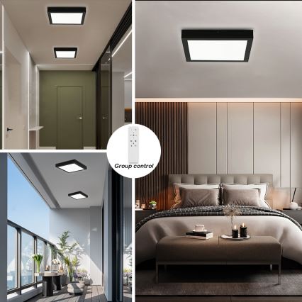 Brilagi - LED Hämardatav laevalgusti vannituppa FRAME SMART LED/24W/230V 30x30 cm 3000-6000K IP44 must + kaugjuhtimispult
