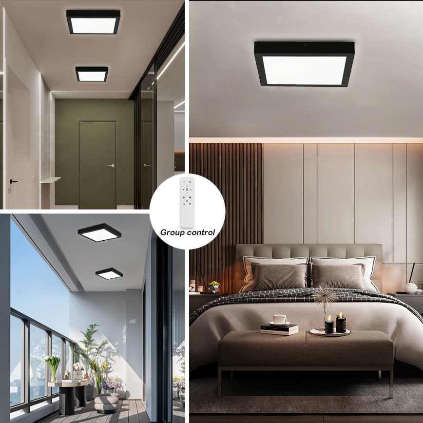Brilagi - LED Hämardatav laevalgusti vannituppa FRAME SMART LED/24W/230V 30x30 cm 3000-6000K IP44 must + kaugjuhtimispult