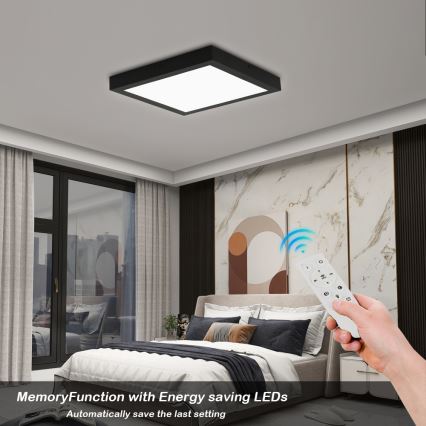 Brilagi - LED Hämardatav laevalgusti vannituppa FRAME SMART LED/24W/230V 30x30 cm 3000-6000K IP44 must + kaugjuhtimispult