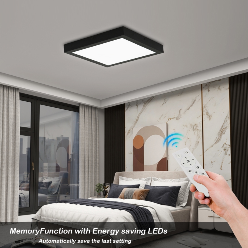 Brilagi - LED Hämardatav laevalgusti vannituppa FRAME SMART LED/24W/230V 30x30 cm 3000-6000K IP44 must + kaugjuhtimispult