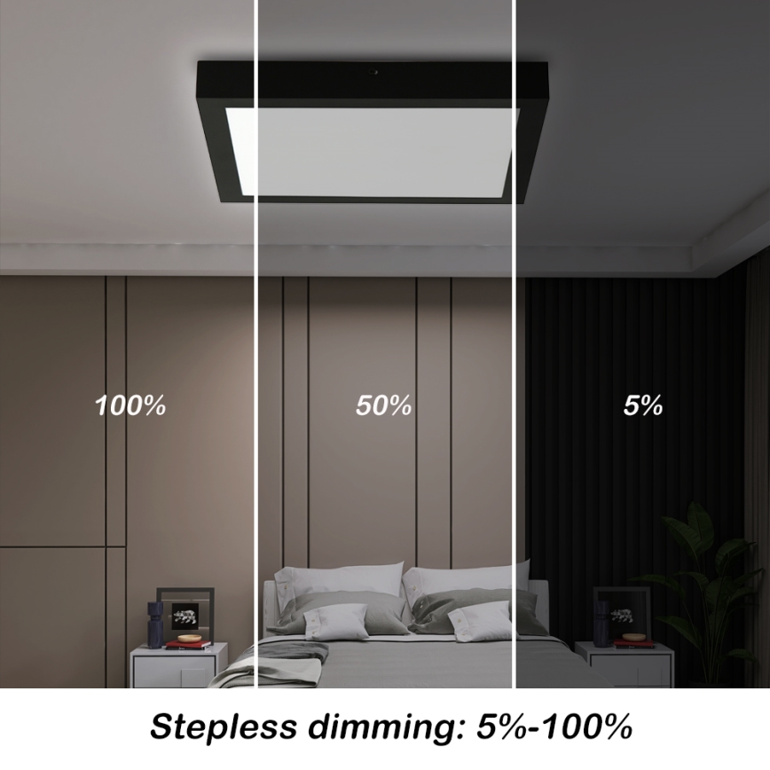 Brilagi - LED Hämardatav laevalgusti vannituppa FRAME SMART LED/24W/230V 30x30 cm 3000-6000K IP44 must + kaugjuhtimispult