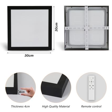 Brilagi - LED Hämardatav laevalgusti vannituppa FRAME SMART LED/24W/230V 30x30 cm 3000-6000K IP44 must + kaugjuhtimispult