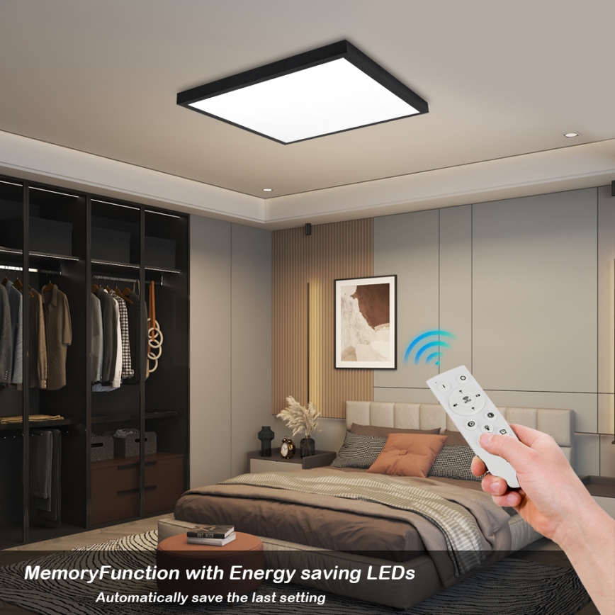 Brilagi - LED Hämardatav laevalgusti vannituppa FRAME SMART LED/50W/230V 60x60 cm 3000-6000K IP44 must + kaugjuhtimispult