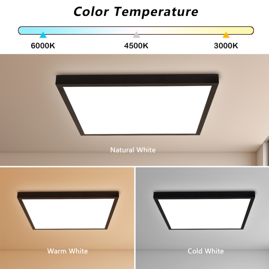 Brilagi - LED Hämardatav laevalgusti vannituppa FRAME SMART LED/50W/230V 60x60 cm 3000-6000K IP44 must + kaugjuhtimispult