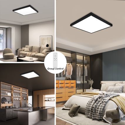 Brilagi - LED Hämardatav laevalgusti vannituppa FRAME SMART LED/50W/230V 60x60 cm 3000-6000K IP44 must + kaugjuhtimispult