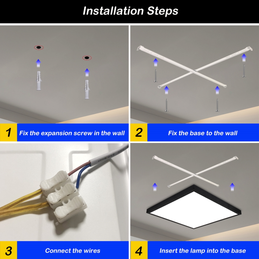 Brilagi - LED Hämardatav laevalgusti vannituppa FRAME SMART LED/50W/230V 60x60 cm 3000-6000K IP44 must + kaugjuhtimispult