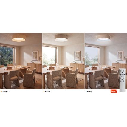 Brilagi - LED-hämardatav laevalgusti VELVET SMARTIX STARS LED/36W/230V 3000-6000K, läbimõõt 55 cm, kreemjas, Wi-Fi Tuya Beacon + kaugjuhtimispult