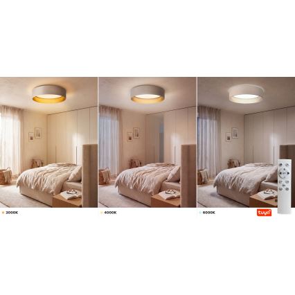 BRILAGI - LED-hämardatav laelamp VELVET SMARTIX LED/24W/230V 3000-6000K läbimõõt 45 cm kreemjas/kuldne Wi-Fi Tuya Beacon + kaugjuhtimispult