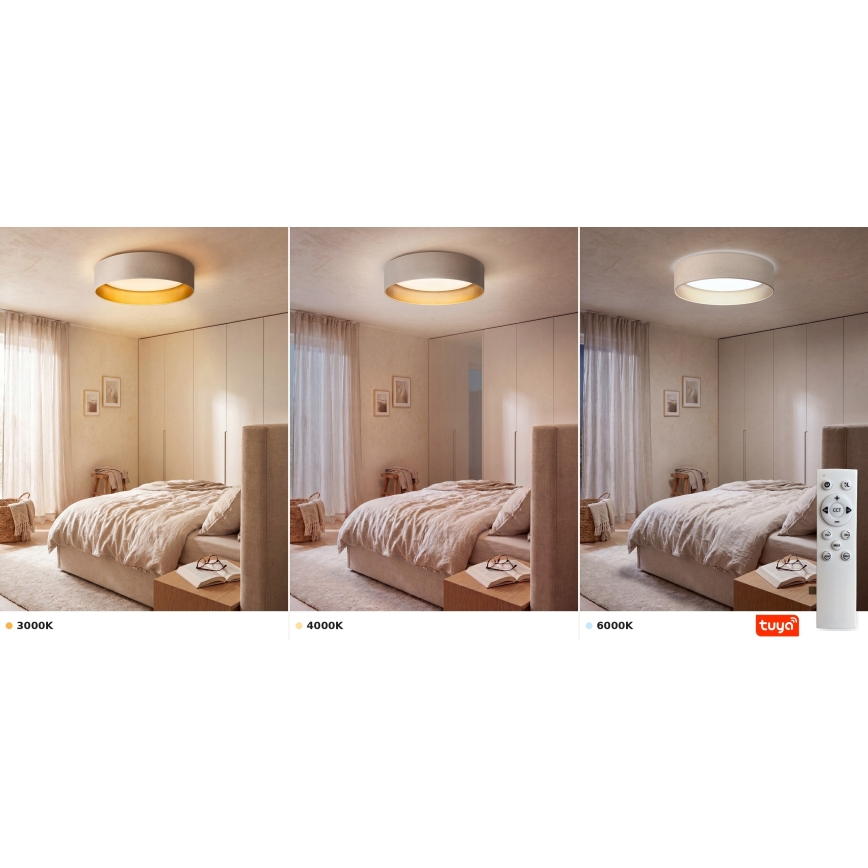 Brilagi - hämardatav LED-laelamp VELVET SMARTIX LED/36W/230V 3000-6000K Ø 55 cm kreemjas/kuldne Wi-Fi Tuya Beacon + kaugjuhtimispult