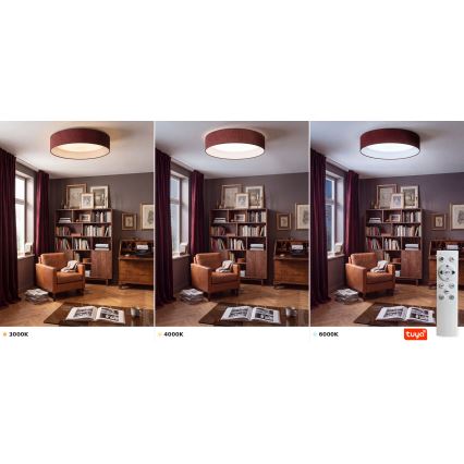 Brilagi - LED hämardatav laelamp VELVET SMARTIX LED/36W/230V 3000-6000K läbimõõduga 55 cm veinipunane Wi-Fi Tuya Beacon + kaugjuhtimispult