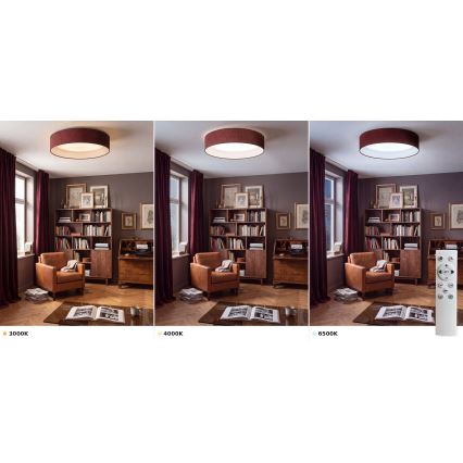 Brilagi - LED-hämardatav laelamp VELVET SMART VARI LED/24W/230V 3000-6500K läbimõõt 45 cm bordoopunane + kaugjuhtimispult