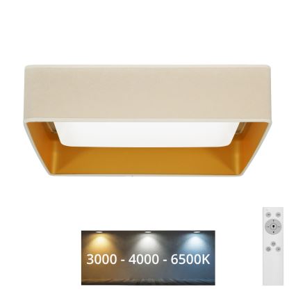 Brilagi - LED Hämardatav laevalgusti VELVET SQUARE LED/24W/230V 3000/4000/6500K + kaugjuhtimispult kreemikas