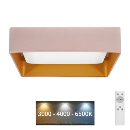 Brilagi - LED Hämardatav laevalgusti VELVET SQUARE LED/24W/230V 3000/4000/6500K + kaugjuhtimispult roosa