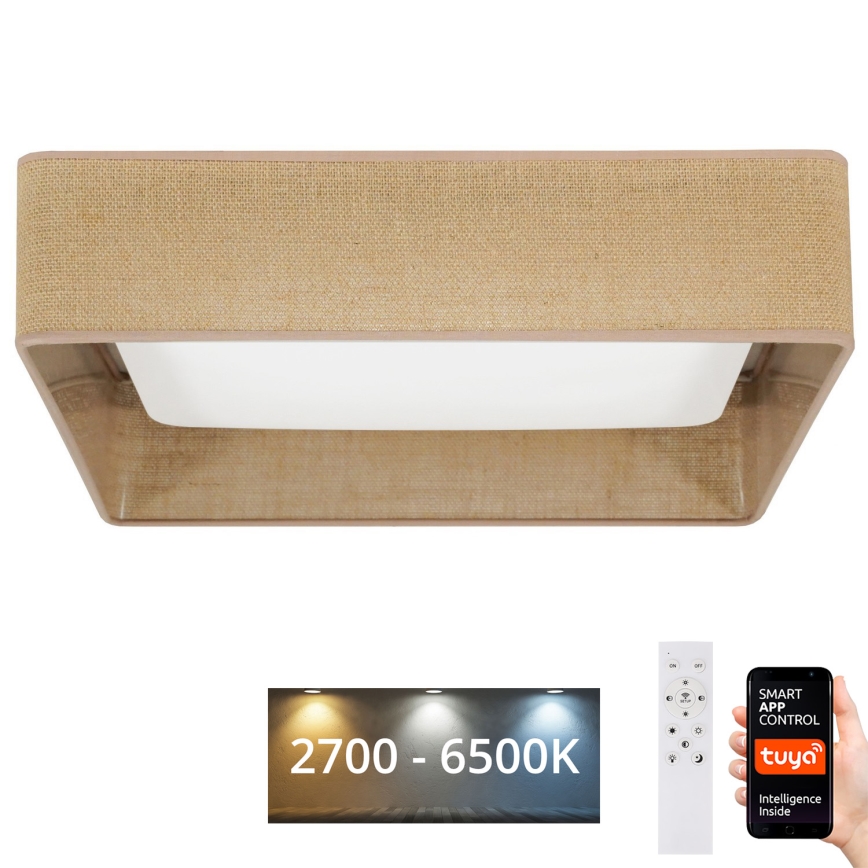 Brilagi - LED hämardatav laelamp VELVET SQUARE SMART LED/36W/230V 60x60 cm 2700-6500K Wi-Fi Tuya + kaugjuhtimispult pruun