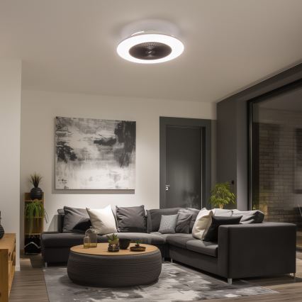 Brilagi - LED Hämardatav valgusti ventilaatoriga AURA LED/38W/230V 3000-6000K must + pult