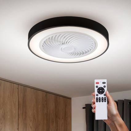 Brilagi - hämardatav LED-laelamp ventilaatoriga LED/30W/230V 3000-6500K läbimõõt 50 cm must + kaugjuhtimispult