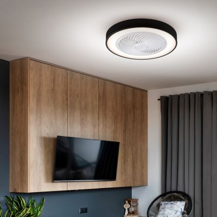 Brilagi - hämardatav LED-laelamp ventilaatoriga LED/30W/230V 3000-6500K läbimõõt 50 cm must + kaugjuhtimispult