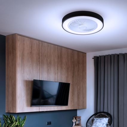 Brilagi - hämardatav LED-laelamp ventilaatoriga LED/30W/230V 3000-6500K läbimõõt 50 cm must + kaugjuhtimispult