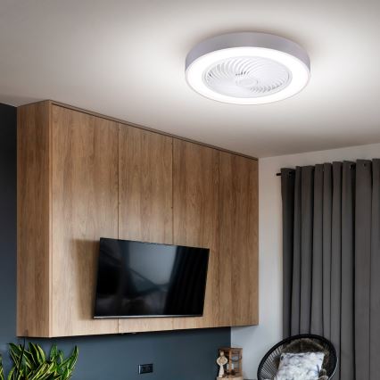 Brilagi - LED hämardatav laevalgusti ventilaatoriga LED/30W/230V 3000-6500K läbimõõt 50 cm valge + kaugjuhtimispult