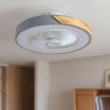Brilagi - LED hämardatav laevalgusti ventilaatoriga LED/38W/230V 3000-6500K läbimõõt 50 cm hall/tamm + kaugjuhtimispult