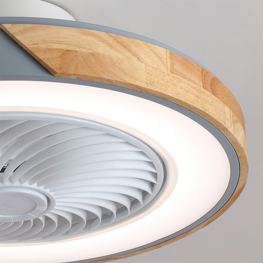Brilagi - LED hämardatav laevalgusti ventilaatoriga LED/38W/230V 3000-6500K läbimõõt 50 cm hall/tamm + kaugjuhtimispult