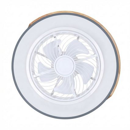 Brilagi - LED hämardatav laevalgusti ventilaatoriga LED/38W/230V 3000-6500K läbimõõt 50 cm hall/tamm + kaugjuhtimispult