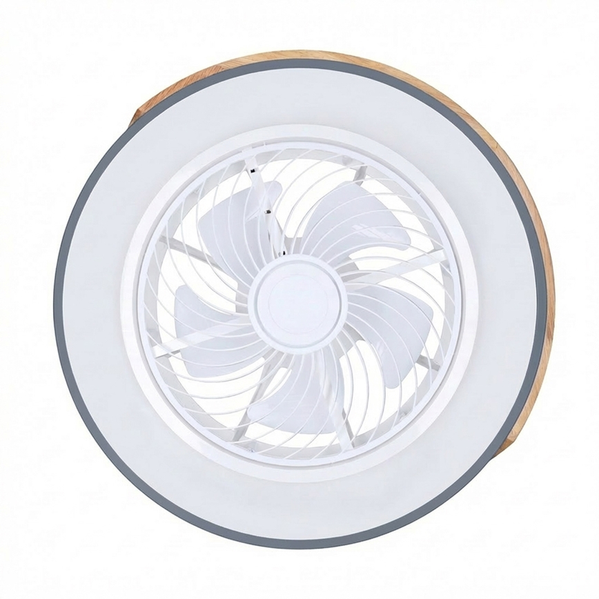 Brilagi - LED hämardatav laevalgusti ventilaatoriga LED/38W/230V 3000-6500K läbimõõt 50 cm hall/tamm + kaugjuhtimispult