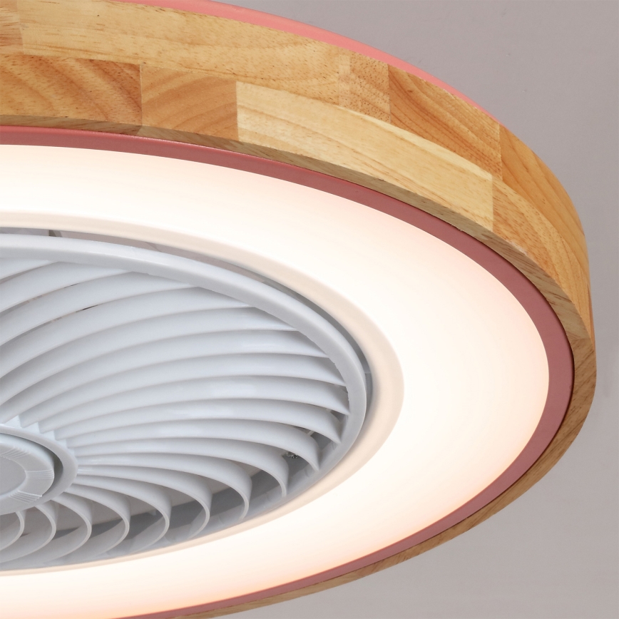 Brilagi - LED-hämardatav laelamp ventilaatoriga LED/38W/230V 3000-6500K 3000-6500K läbimõõt 50 cm roosa/tamm + kaugjuhtimispult