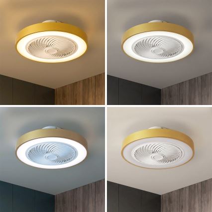 Brilagi - LED-hämardatav laelamp ventilaatoriga LED/38W/230V 3000-6500K 3000-6500K läbimõõt 50 cm kuldne + kaugjuhtimispult