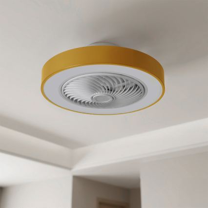 Brilagi - LED-hämardatav laelamp ventilaatoriga LED/38W/230V 3000-6500K 3000-6500K läbimõõt 50 cm kuldne + kaugjuhtimispult