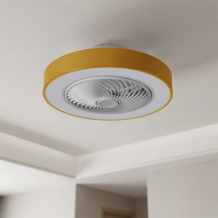 Brilagi - LED-hämardatav laelamp ventilaatoriga LED/38W/230V 3000-6500K 3000-6500K läbimõõt 50 cm kuldne + kaugjuhtimispult