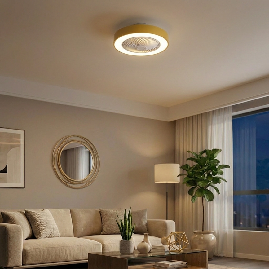Brilagi - LED-hämardatav laelamp ventilaatoriga LED/38W/230V 3000-6500K 3000-6500K läbimõõt 50 cm kuldne + kaugjuhtimispult