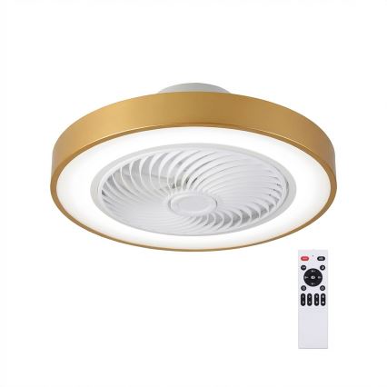 Brilagi - LED-hämardatav laelamp ventilaatoriga LED/38W/230V 3000-6500K 3000-6500K läbimõõt 50 cm kuldne + kaugjuhtimispult