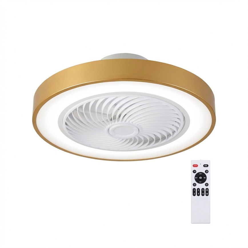 Brilagi - LED-hämardatav laelamp ventilaatoriga LED/38W/230V 3000-6500K 3000-6500K läbimõõt 50 cm kuldne + kaugjuhtimispult