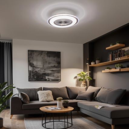 Brilagi - LED Hämardatav valgusti ventilaatoriga RONDA LED/48W/230V 3000-6000K must + kaugjuhtimispult