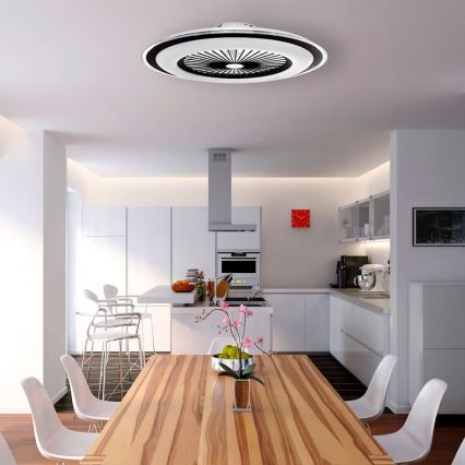 Brilagi - LED Hämardatav laevalgusti ventilaatoriga RONDA LED/65W/230V  3000-6500K must