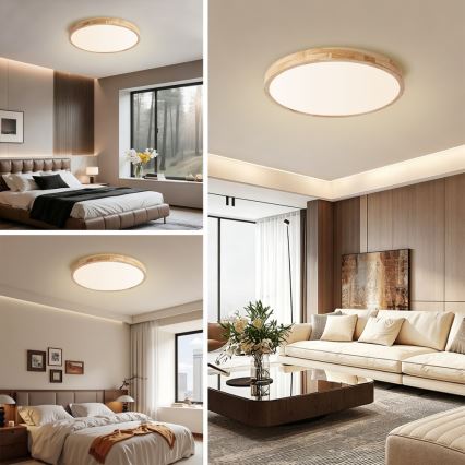 BRILAGI - Hämardatav LED-laelamp WOODLINE LED/72W/230V 3000-6000K tamm, läbimõõduga 60 cm + kaugjuhtimispult