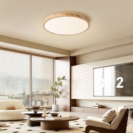 BRILAGI - Hämardatav LED-laelamp WOODLINE LED/72W/230V 3000-6000K tamm, läbimõõduga 60 cm + kaugjuhtimispult