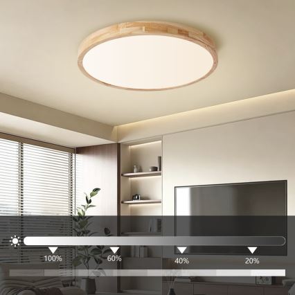 BRILAGI - Hämardatav LED-laelamp WOODLINE LED/72W/230V 3000-6000K tamm, läbimõõduga 60 cm + kaugjuhtimispult