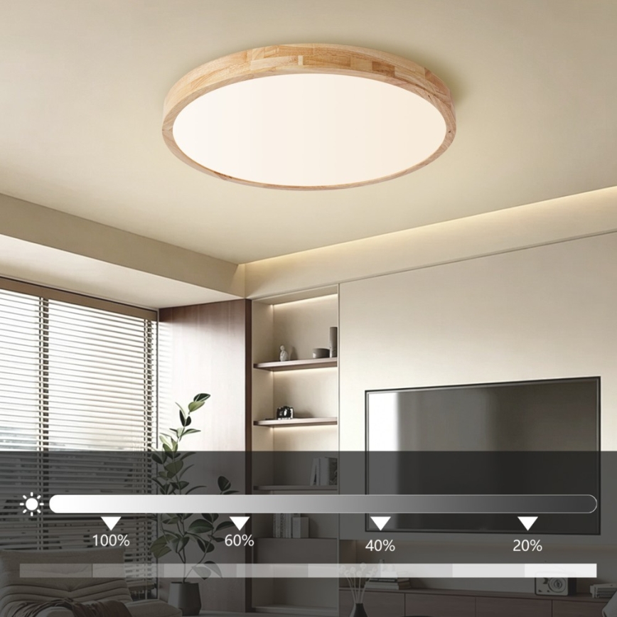 BRILAGI - Hämardatav LED-laelamp WOODLINE LED/72W/230V 3000-6000K tamm, läbimõõduga 60 cm + kaugjuhtimispult