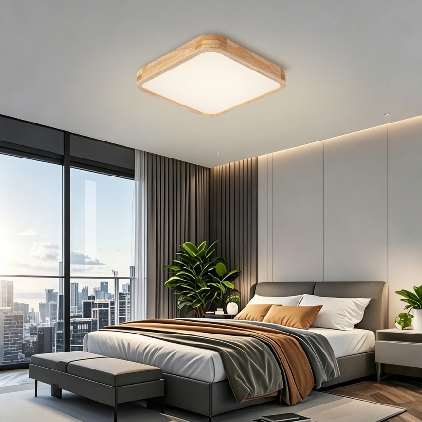 BRILAGI - Hämardatav LED laevalgusti WOODLINE SQUARE LED/48W/230V 3000-6000K tamm 40x40 cm + kaugjuhtimispult