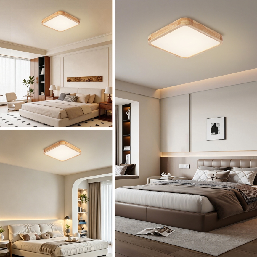 BRILAGI - Hämardatav LED laevalgusti WOODLINE SQUARE LED/48W/230V 3000-6000K tamm 40x40 cm + kaugjuhtimispult