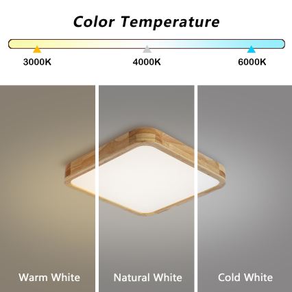 BRILAGI - Hämardatav LED laevalgusti WOODLINE SQUARE LED/48W/230V 3000-6000K tamm 40x40 cm + kaugjuhtimispult