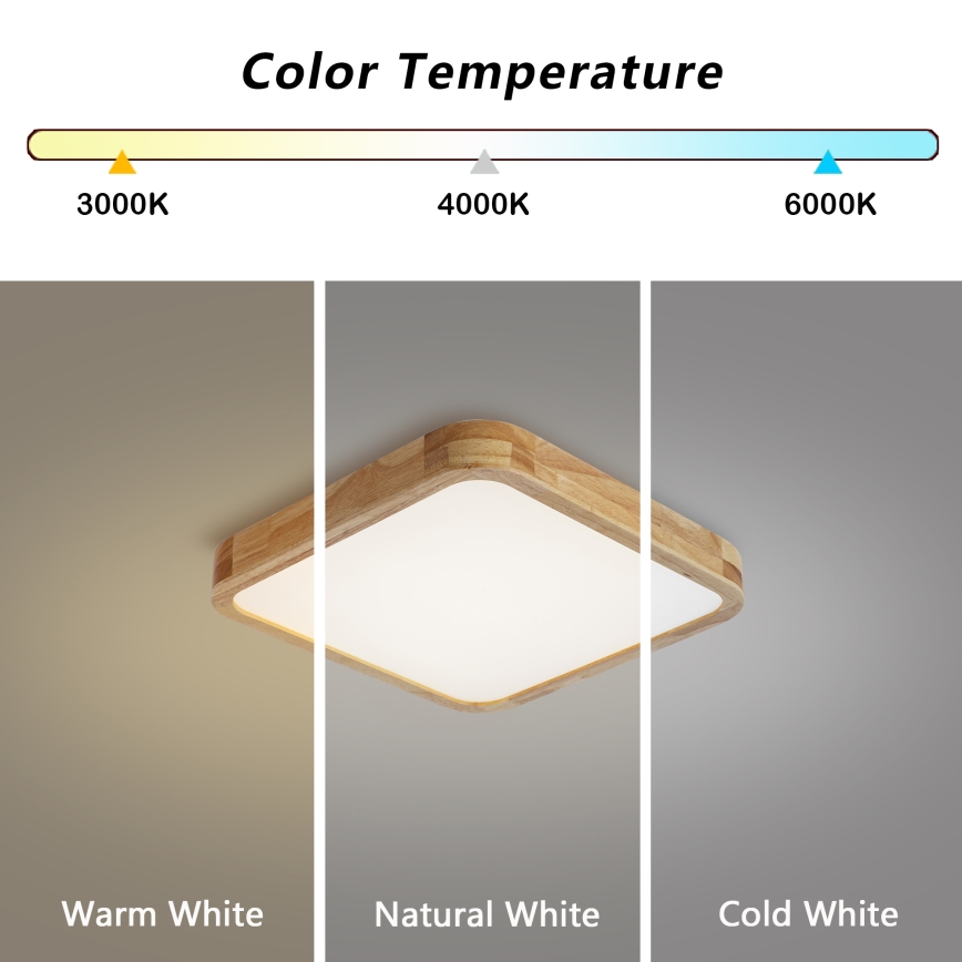 BRILAGI - Hämardatav LED laevalgusti WOODLINE SQUARE LED/48W/230V 3000-6000K tamm 40x40 cm + kaugjuhtimispult