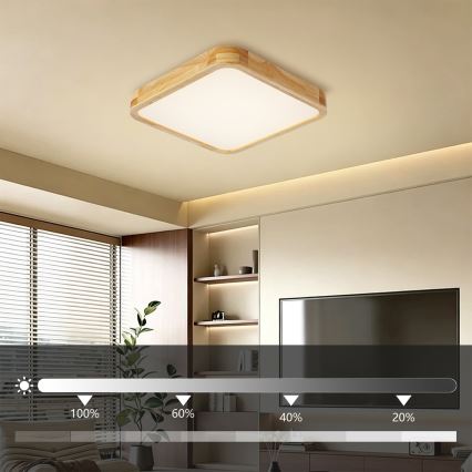 BRILAGI - Hämardatav LED laevalgusti WOODLINE SQUARE LED/48W/230V 3000-6000K tamm 40x40 cm + kaugjuhtimispult