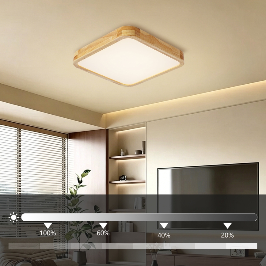 BRILAGI - Hämardatav LED laevalgusti WOODLINE SQUARE LED/48W/230V 3000-6000K tamm 40x40 cm + kaugjuhtimispult