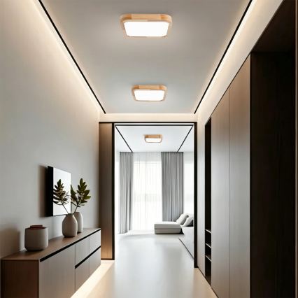 BRILAGI - Hämardatav LED laevalgusti WOODLINE SQUARE LED/48W/230V 3000-6000K tamm 40x40 cm + kaugjuhtimispult