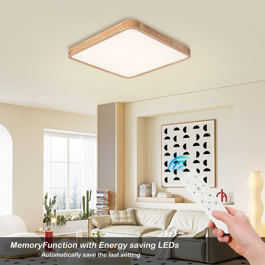 BRILAGI - hämardatav LED-laelamp WOODLINE SQUARE LED/80W/230V 3000-6000K tamm 60x60 cm + kaugjuhtimispult