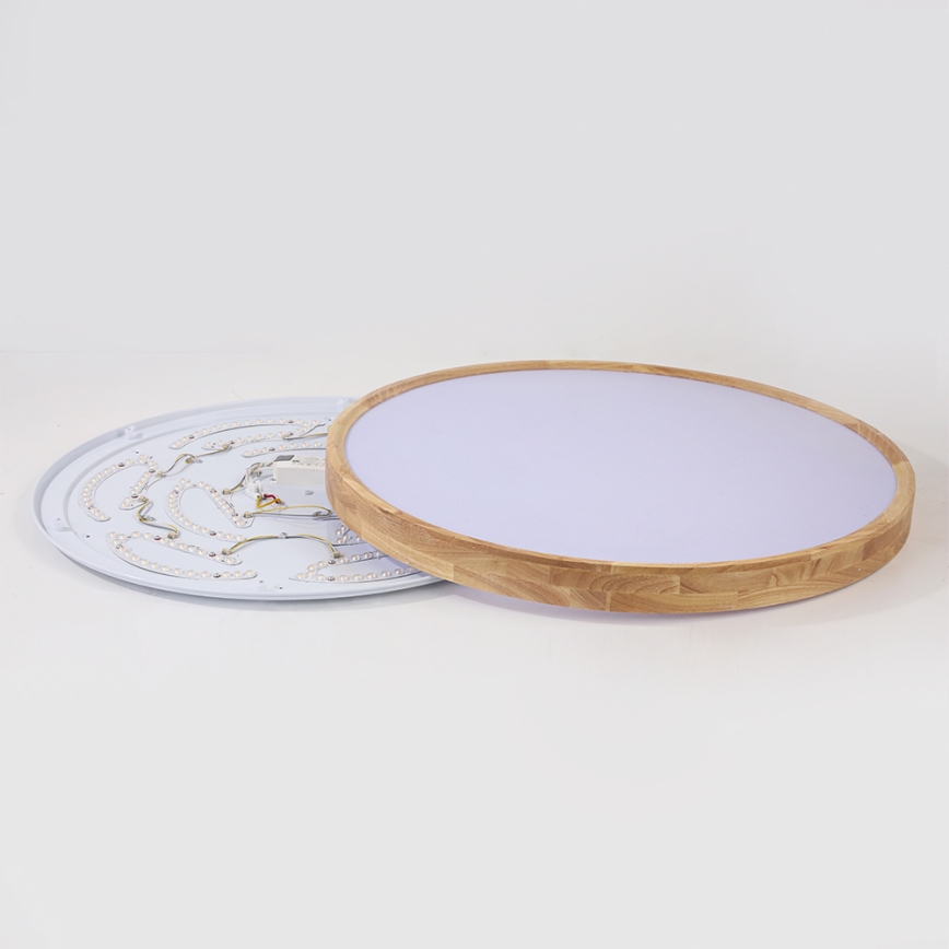 Brilagi - WOODROUND LED hämardatav laelamp, LED/70W/230V, 3000–6000K, läbimõõt 80 cm, puit, CRI 90 + kaugjuhtimispult